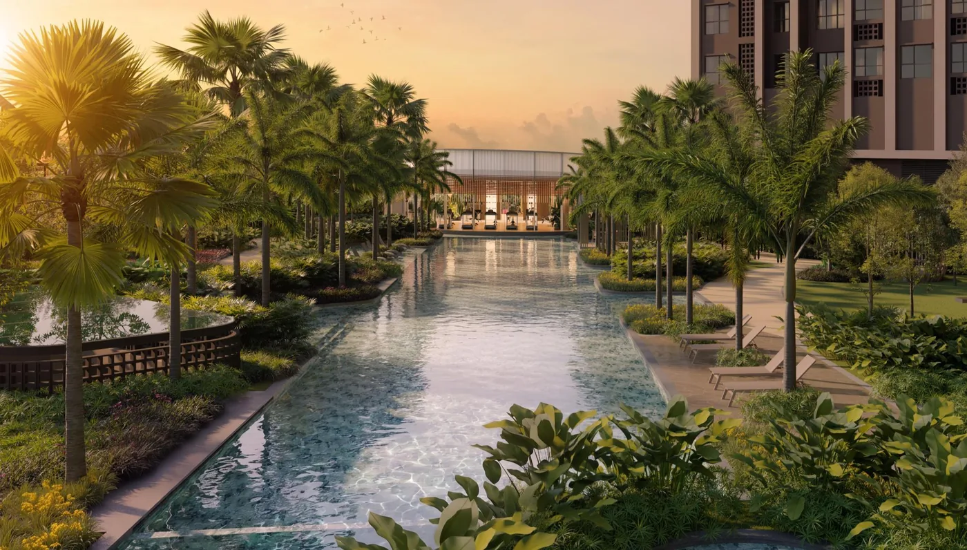 Artist's impression of the 50 metre lap pool at Ophira Resort Residences